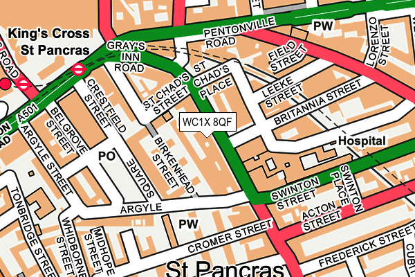 WC1X 8QF map - OS OpenMap – Local (Ordnance Survey) WC1X 8QF map - OS OpenMap – Local (Ordnance Survey)