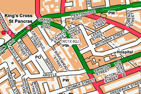 WC1X 8QJ map - OS OpenMap – Local (Ordnance Survey) WC1X 8QJ map - OS OpenMap – Local (Ordnance Survey)