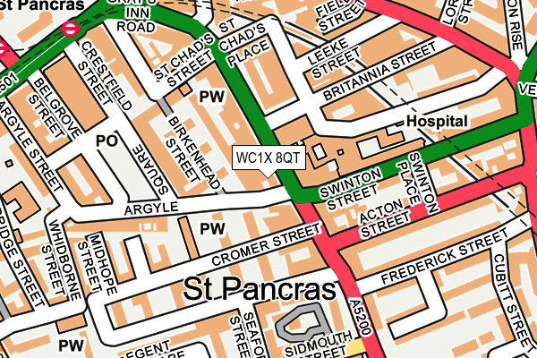 WC1X 8QT map - OS OpenMap – Local (Ordnance Survey)