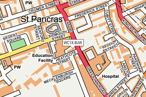 WC1X 8UW map - OS OpenMap – Local (Ordnance Survey)