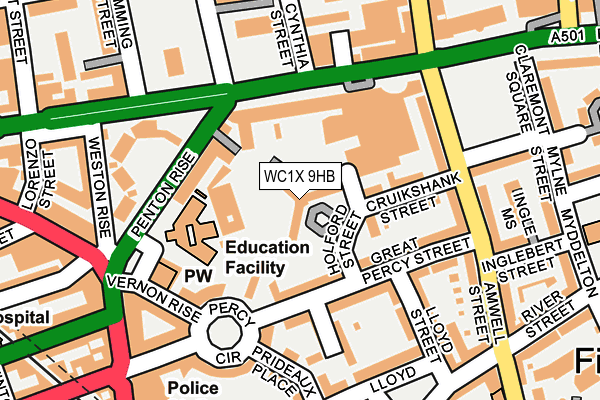 WC1X 9HB map - OS OpenMap – Local (Ordnance Survey) WC1X 9HB map - OS OpenMap – Local (Ordnance Survey)