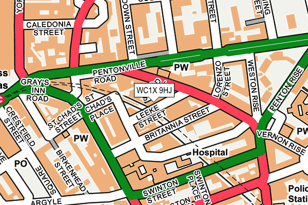 WC1X 9HJ map - OS OpenMap – Local (Ordnance Survey) WC1X 9HJ map - OS OpenMap – Local (Ordnance Survey)