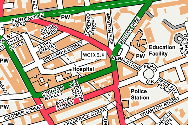 WC1X 9JX map - OS OpenMap – Local (Ordnance Survey) WC1X 9JX map - OS OpenMap – Local (Ordnance Survey)