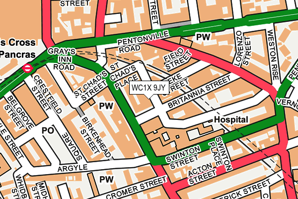 WC1X 9JY map - OS OpenMap – Local (Ordnance Survey) WC1X 9JY map - OS OpenMap – Local (Ordnance Survey)
