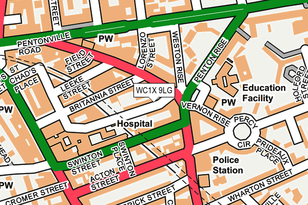 WC1X 9LG map - OS OpenMap – Local (Ordnance Survey) WC1X 9LG map - OS OpenMap – Local (Ordnance Survey)