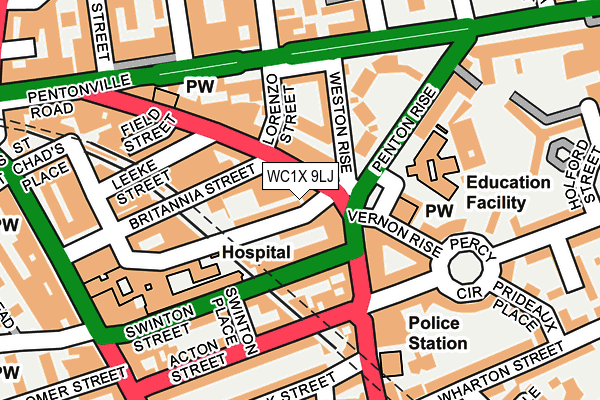 WC1X 9LJ map - OS OpenMap – Local (Ordnance Survey) WC1X 9LJ map - OS OpenMap – Local (Ordnance Survey)