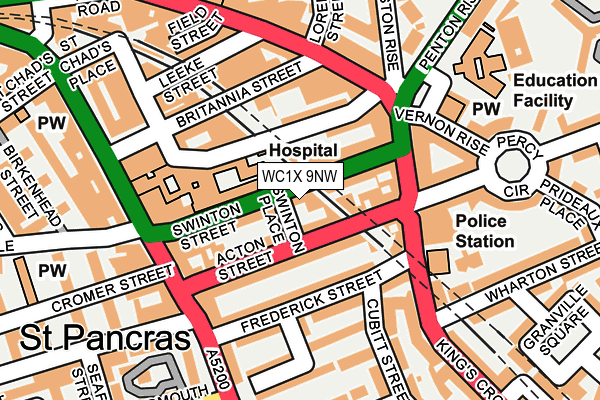 WC1X 9NW map - OS OpenMap – Local (Ordnance Survey) WC1X 9NW map - OS OpenMap – Local (Ordnance Survey)