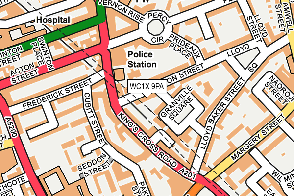 WC1X 9PA map - OS OpenMap – Local (Ordnance Survey) WC1X 9PA map - OS OpenMap – Local (Ordnance Survey)