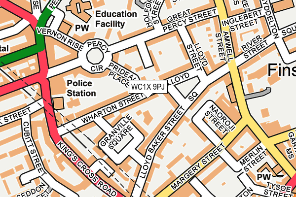 WC1X 9PJ map - OS OpenMap – Local (Ordnance Survey) WC1X 9PJ map - OS OpenMap – Local (Ordnance Survey)