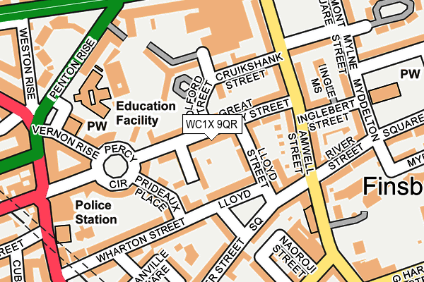WC1X 9QR map - OS OpenMap – Local (Ordnance Survey) WC1X 9QR map - OS OpenMap – Local (Ordnance Survey)