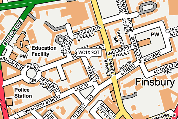 WC1X 9QT map - OS OpenMap – Local (Ordnance Survey) WC1X 9QT map - OS OpenMap – Local (Ordnance Survey)