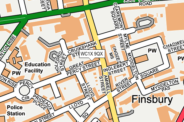 WC1X 9QX map - OS OpenMap – Local (Ordnance Survey) WC1X 9QX map - OS OpenMap – Local (Ordnance Survey)