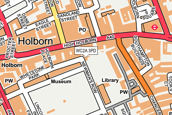 WC2A 3PD map - OS OpenMap – Local (Ordnance Survey)