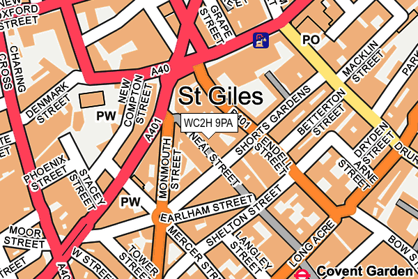 WC2H 9PA map - OS OpenMap – Local (Ordnance Survey) WC2H 9PA map - OS OpenMap – Local (Ordnance Survey)