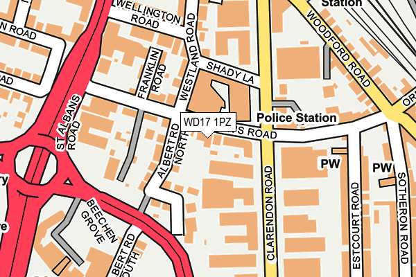 WD17 1PZ map - OS OpenMap – Local (Ordnance Survey) WD17 1PZ map - OS OpenMap – Local (Ordnance Survey)