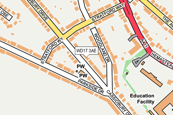 WD17 3AE map - OS OpenMap – Local (Ordnance Survey) WD17 3AE map - OS OpenMap – Local (Ordnance Survey)