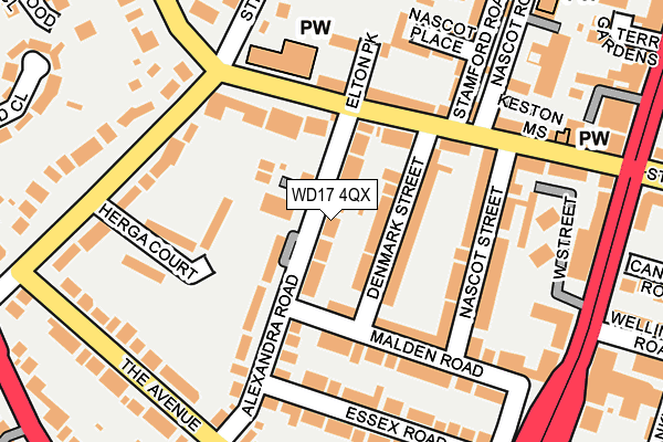 WD17 4QX map - OS OpenMap – Local (Ordnance Survey) WD17 4QX map - OS OpenMap – Local (Ordnance Survey)