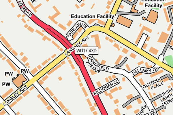 WD17 4XD map - OS OpenMap – Local (Ordnance Survey) WD17 4XD map - OS OpenMap – Local (Ordnance Survey)