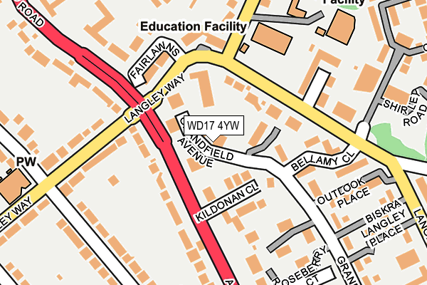 WD17 4YW map - OS OpenMap – Local (Ordnance Survey) WD17 4YW map - OS OpenMap – Local (Ordnance Survey)