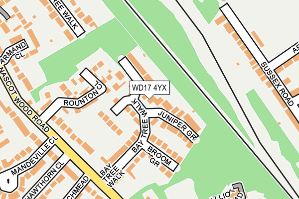 WD17 4YX map - OS OpenMap – Local (Ordnance Survey) WD17 4YX map - OS OpenMap – Local (Ordnance Survey)