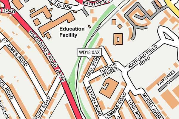 WD18 0AX map - OS OpenMap – Local (Ordnance Survey)