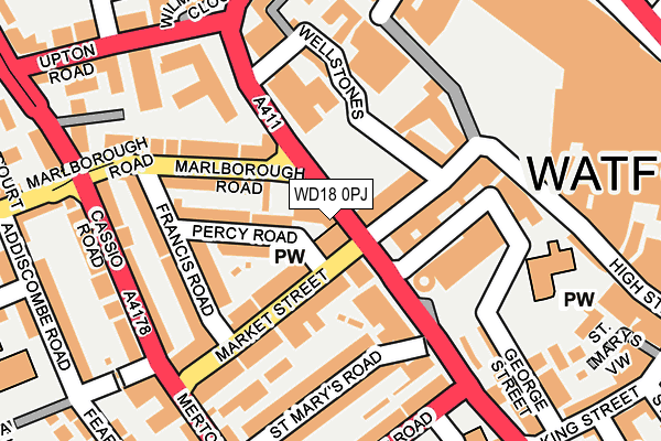 WD18 0PJ map - OS OpenMap – Local (Ordnance Survey) WD18 0PJ map - OS OpenMap – Local (Ordnance Survey)