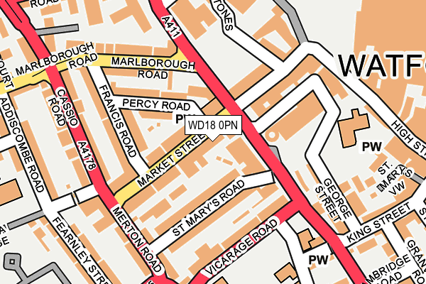 WD18 0PN map - OS OpenMap – Local (Ordnance Survey) WD18 0PN map - OS OpenMap – Local (Ordnance Survey)