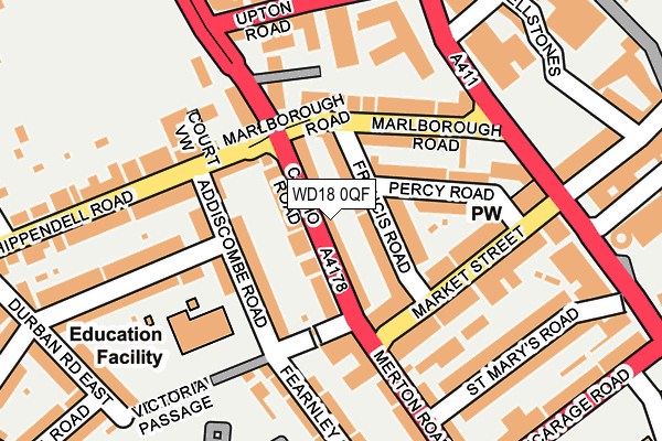 WD18 0QF map - OS OpenMap – Local (Ordnance Survey) WD18 0QF map - OS OpenMap – Local (Ordnance Survey)