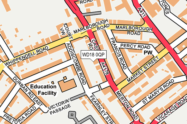 WD18 0QP map - OS OpenMap – Local (Ordnance Survey) WD18 0QP map - OS OpenMap – Local (Ordnance Survey)