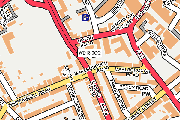 WD18 0QQ map - OS OpenMap – Local (Ordnance Survey) WD18 0QQ map - OS OpenMap – Local (Ordnance Survey)