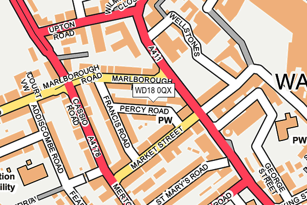 WD18 0QX map - OS OpenMap – Local (Ordnance Survey)