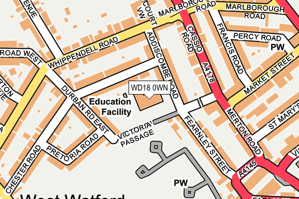 WD18 0WN map - OS OpenMap – Local (Ordnance Survey) WD18 0WN map - OS OpenMap – Local (Ordnance Survey)
