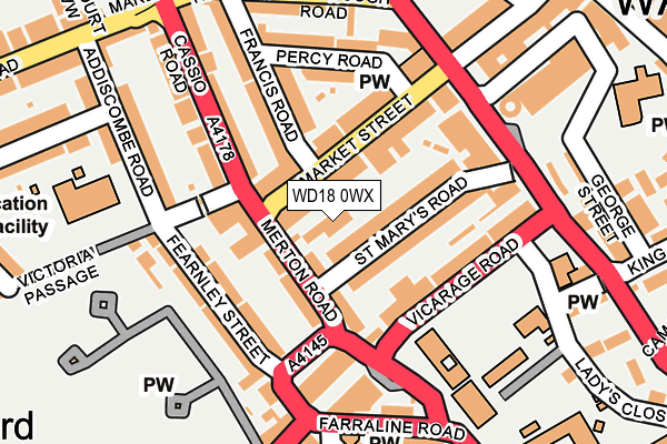 WD18 0WX map - OS OpenMap – Local (Ordnance Survey) WD18 0WX map - OS OpenMap – Local (Ordnance Survey)