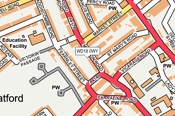WD18 0WY map - OS OpenMap – Local (Ordnance Survey)