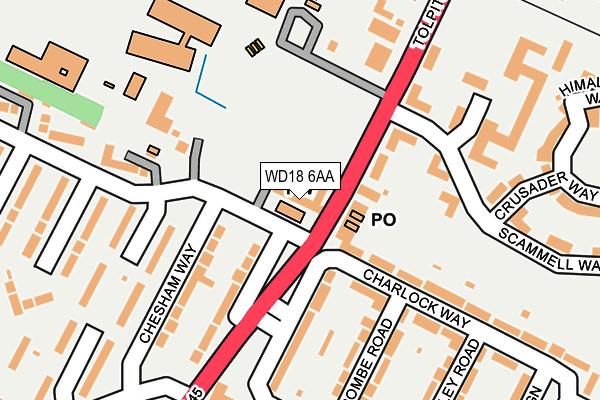 WD18 6AA map - OS OpenMap – Local (Ordnance Survey) WD18 6AA map - OS OpenMap – Local (Ordnance Survey)