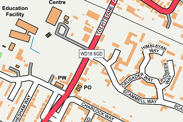WD18 6GD map - OS OpenMap – Local (Ordnance Survey) WD18 6GD map - OS OpenMap – Local (Ordnance Survey)