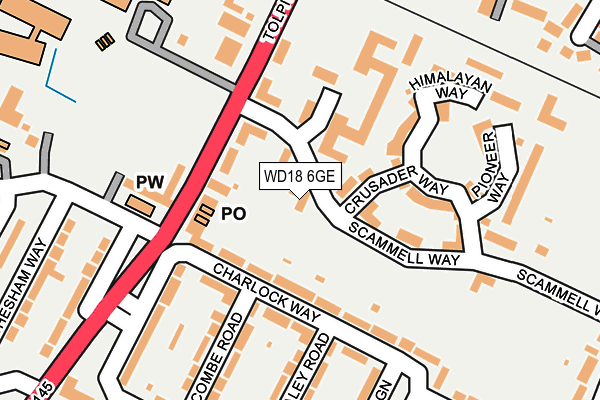 WD18 6GE map - OS OpenMap – Local (Ordnance Survey) WD18 6GE map - OS OpenMap – Local (Ordnance Survey)