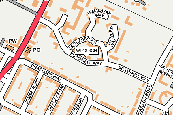 WD18 6GH map - OS OpenMap – Local (Ordnance Survey) WD18 6GH map - OS OpenMap – Local (Ordnance Survey)