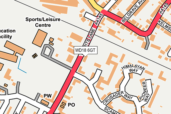 WD18 6GT map - OS OpenMap – Local (Ordnance Survey) WD18 6GT map - OS OpenMap – Local (Ordnance Survey)