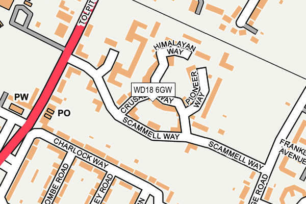 WD18 6GW map - OS OpenMap – Local (Ordnance Survey) WD18 6GW map - OS OpenMap – Local (Ordnance Survey)