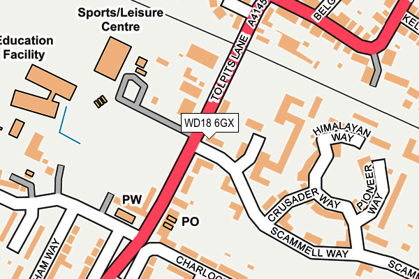 WD18 6GX map - OS OpenMap – Local (Ordnance Survey) WD18 6GX map - OS OpenMap – Local (Ordnance Survey)