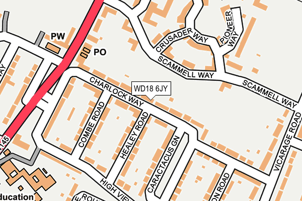 WD18 6JY map - OS OpenMap – Local (Ordnance Survey) WD18 6JY map - OS OpenMap – Local (Ordnance Survey)