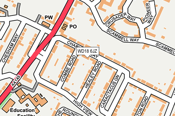 WD18 6JZ map - OS OpenMap – Local (Ordnance Survey) WD18 6JZ map - OS OpenMap – Local (Ordnance Survey)