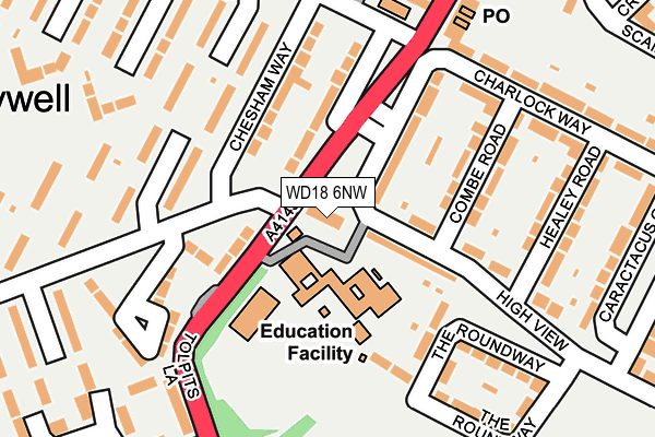 WD18 6NW map - OS OpenMap – Local (Ordnance Survey)