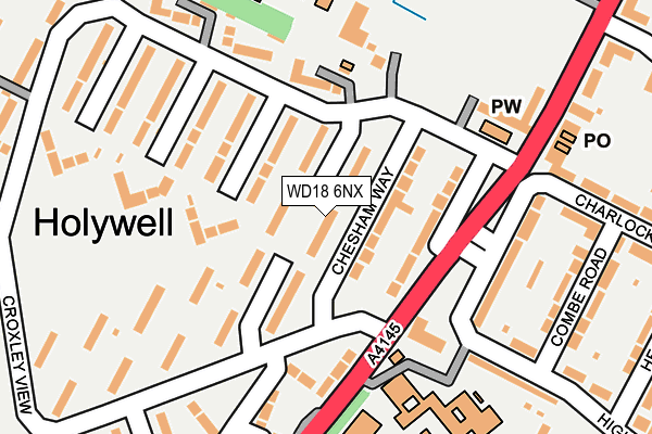 WD18 6NX map - OS OpenMap – Local (Ordnance Survey) WD18 6NX map - OS OpenMap – Local (Ordnance Survey)