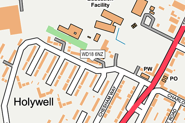 WD18 6NZ map - OS OpenMap – Local (Ordnance Survey) WD18 6NZ map - OS OpenMap – Local (Ordnance Survey)