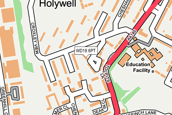 WD18 6PT map - OS OpenMap – Local (Ordnance Survey) WD18 6PT map - OS OpenMap – Local (Ordnance Survey)
