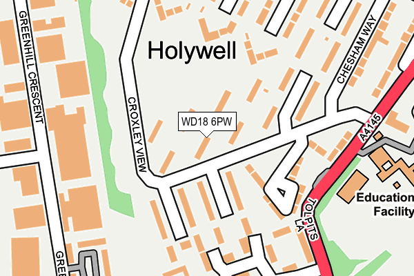 WD18 6PW map - OS OpenMap – Local (Ordnance Survey)