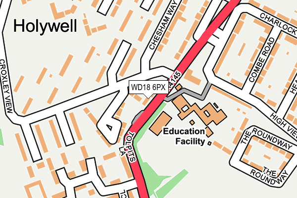 WD18 6PX map - OS OpenMap – Local (Ordnance Survey) WD18 6PX map - OS OpenMap – Local (Ordnance Survey)