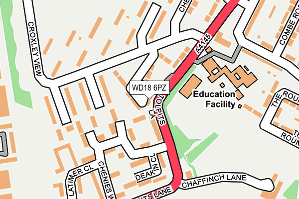 WD18 6PZ map - OS OpenMap – Local (Ordnance Survey)